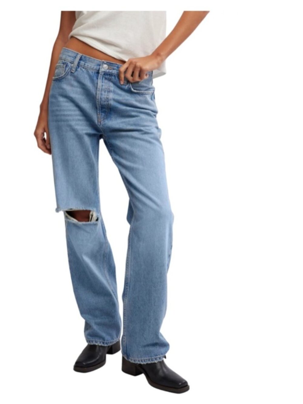 Free People We the Free Holly Ripped Boot Cut Jeans Size 25-NWT